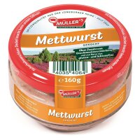 6x Müller’s Klassiker Probierset: 1 x Heidefrühstück, 1 x Leberwurst, 1 x Mettwurst, 1 x Pfälzer Leberwurst, 1 x Rotwurst, 1 x Zwiebelwurst