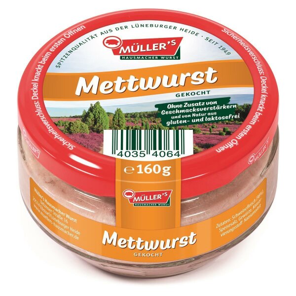6x Müllers Mettwurst 160g Glas