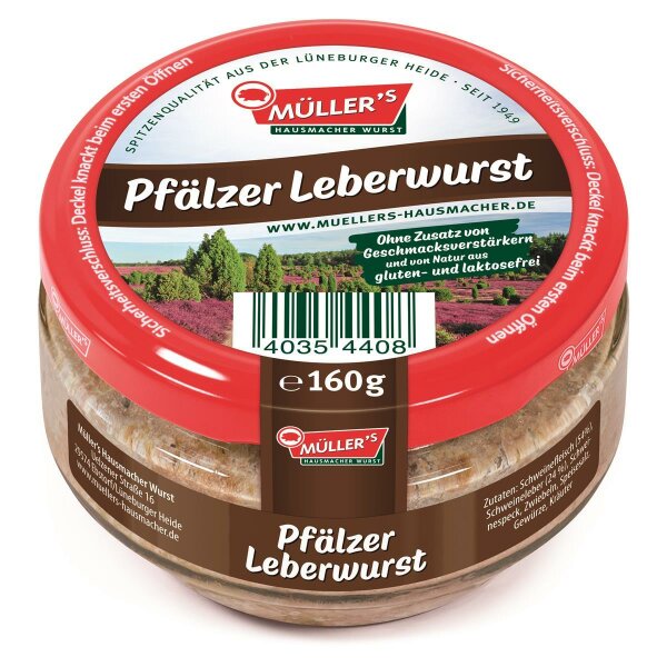 6x Müllers Pfälzer Leberwurst 160g Glas