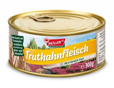 6x Müller´s Truthahnfleisch im eigenen Saft 300g Dose