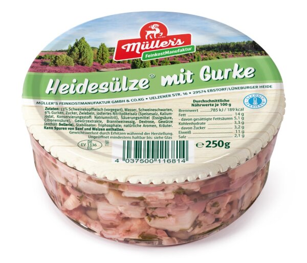 6x Müllers Heidesülze mit Gurke 250g Glas  